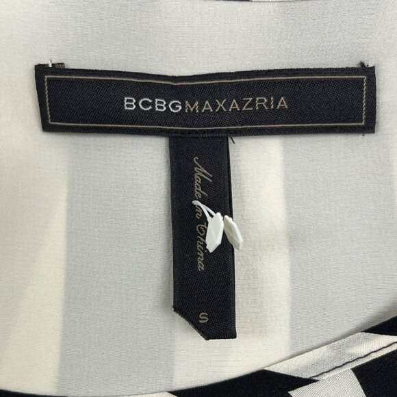 BCBGMaxAzria Womens Black & White Striped Silk Open-Back Blouse Size S - Picture 4 of 7